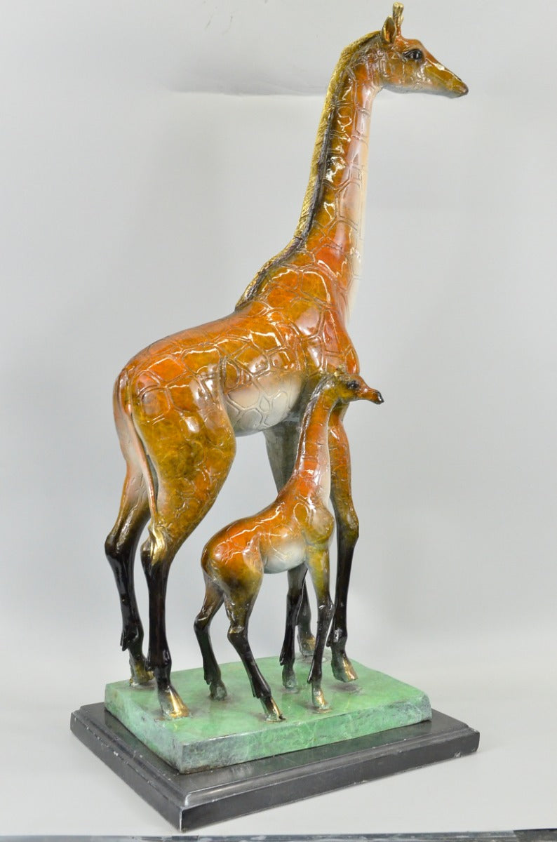 Bronze Giraffe Sculpture Art Decor Marble Base Figurine Statue Limited Edition