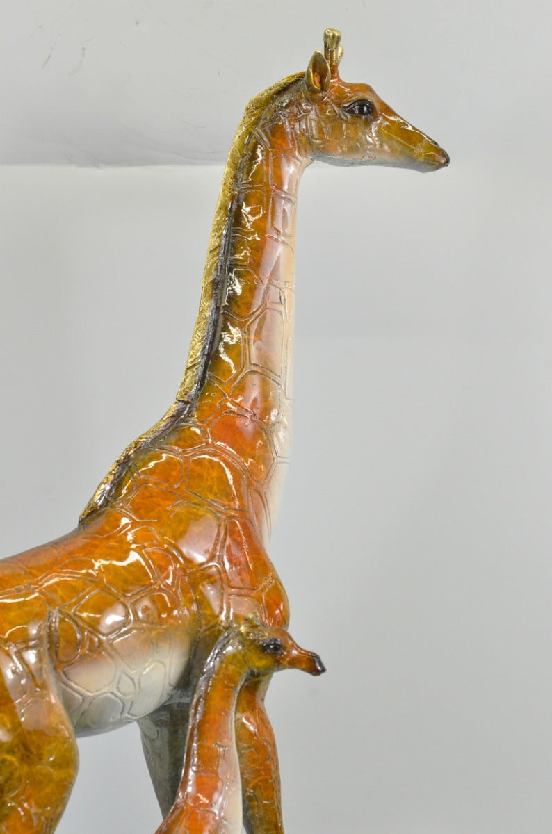 Bronze Giraffe Sculpture Art Decor Marble Base Figurine Statue Limited Edition