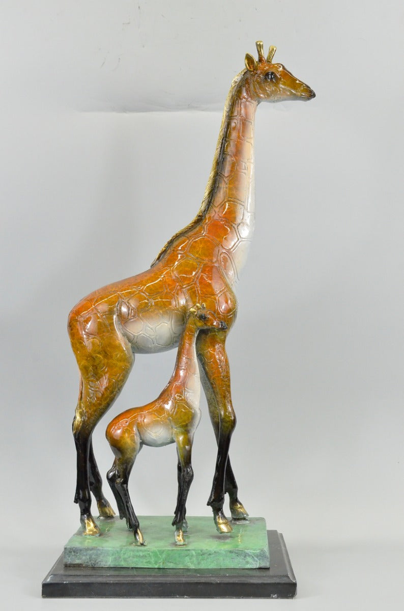 Bronze Giraffe Sculpture Art Decor Marble Base Figurine Statue Limited Edition