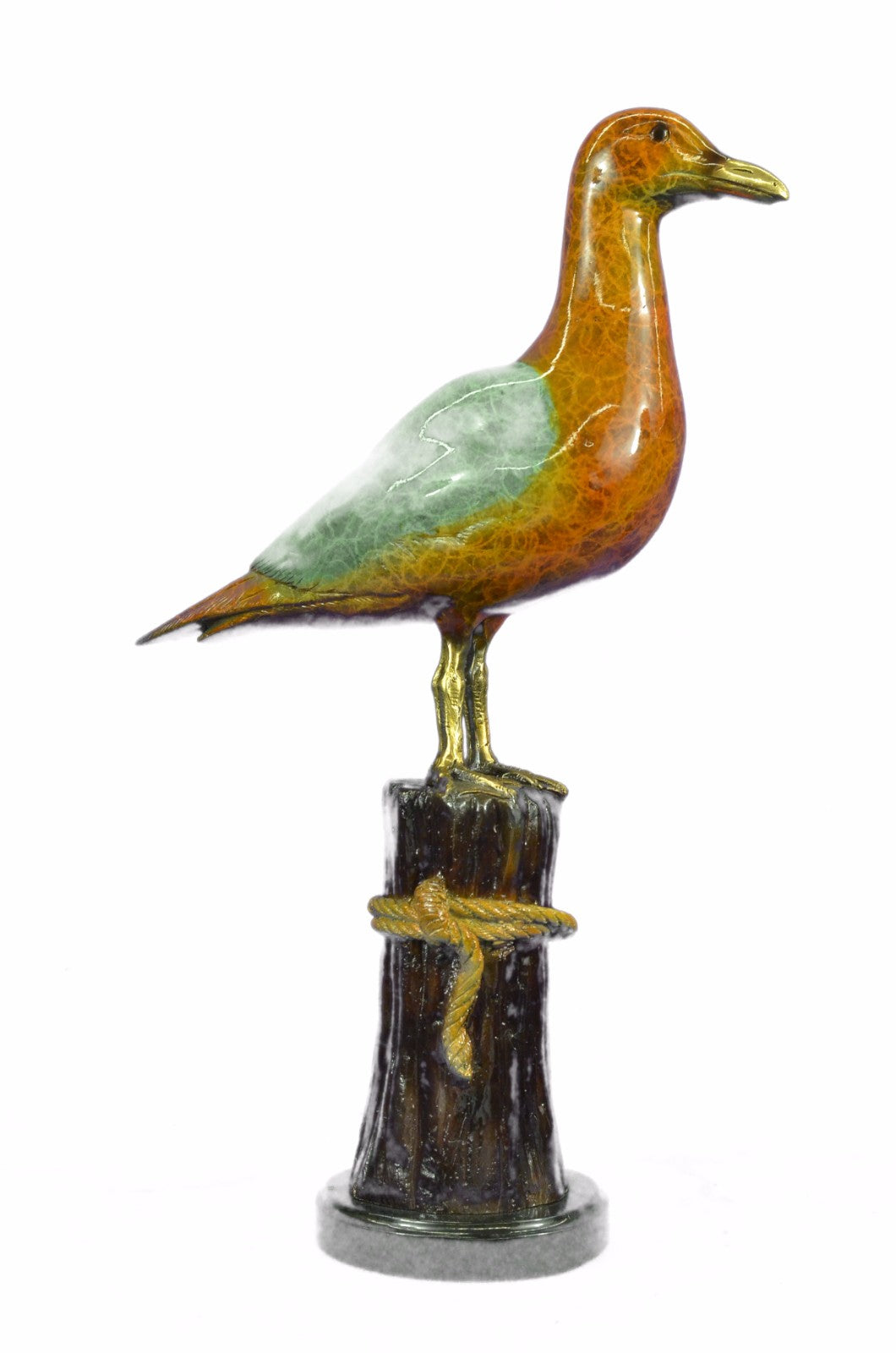 LIMITED EDITION GORGEOUS SEAGULL BRONZE SCULPTURE ON MARBLE BASE FIGURE HANDMADE