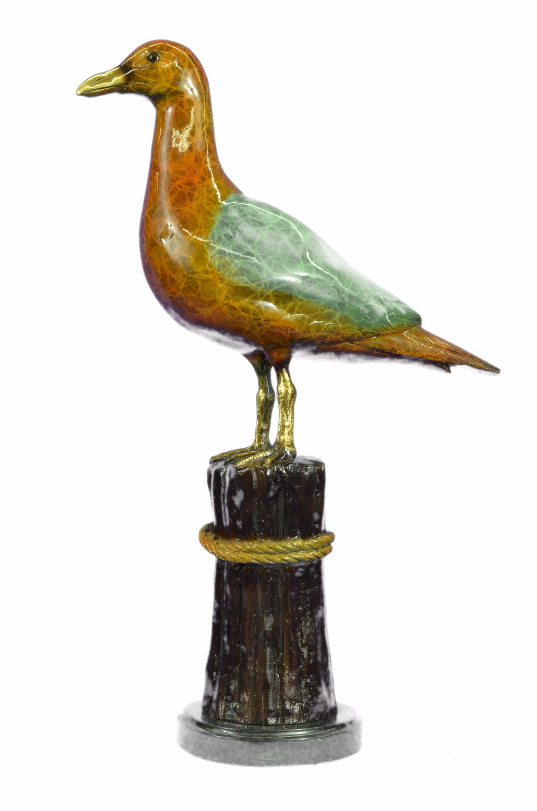LIMITED EDITION GORGEOUS SEAGULL BRONZE SCULPTURE ON MARBLE BASE FIGURE HANDMADE