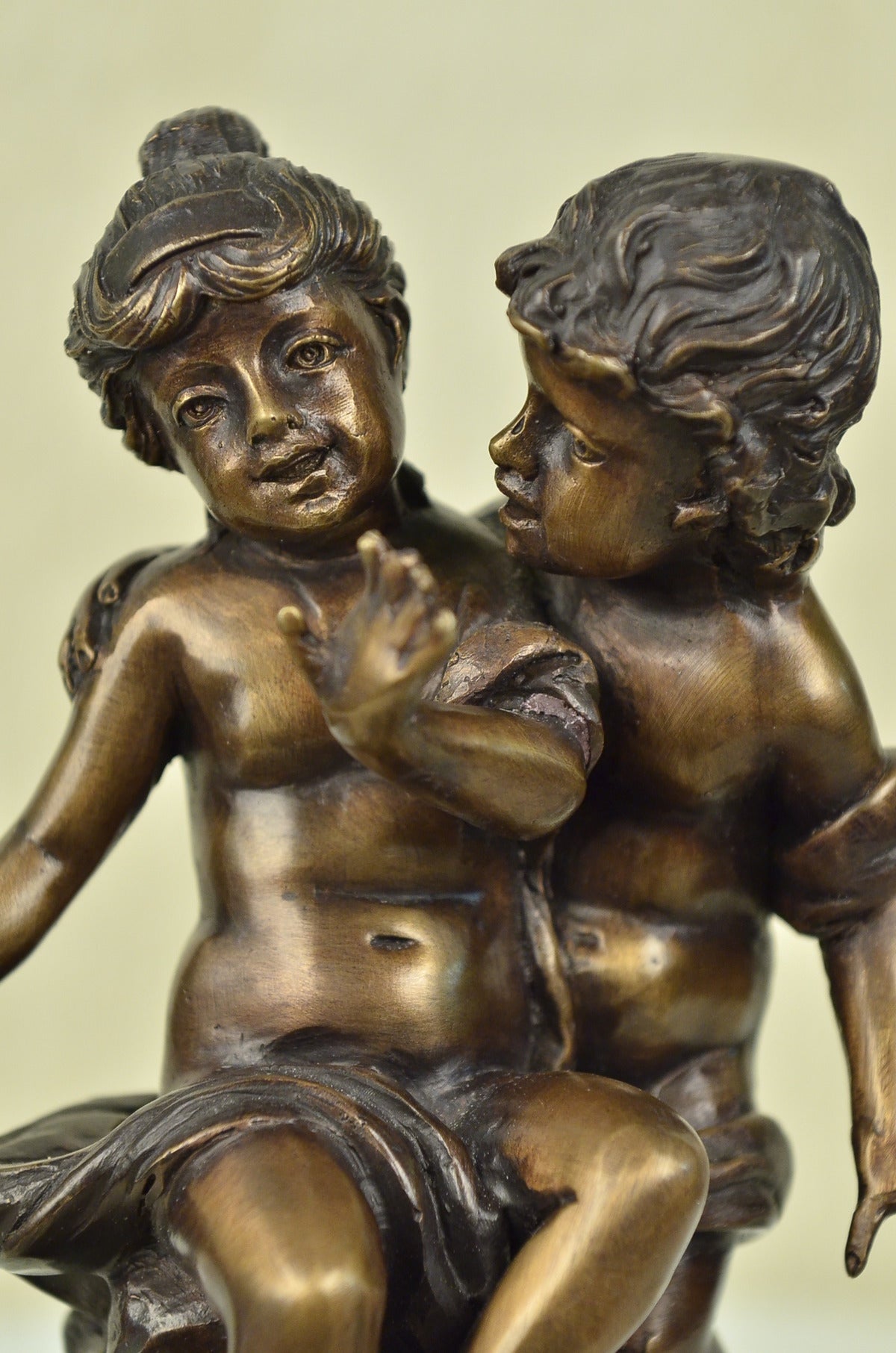 Handcrafted bronze sculpture SALE Children Innocent Moreau Auguste Signed *
