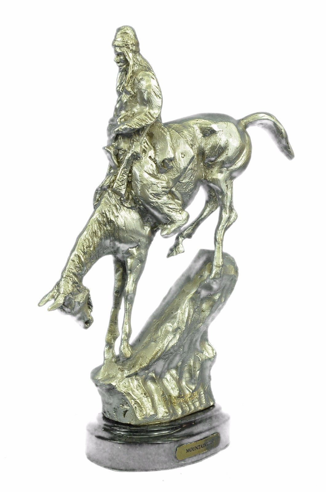 Collectible Hand Crafted American Indian Chief on Horse Bronze Sculpture Statue