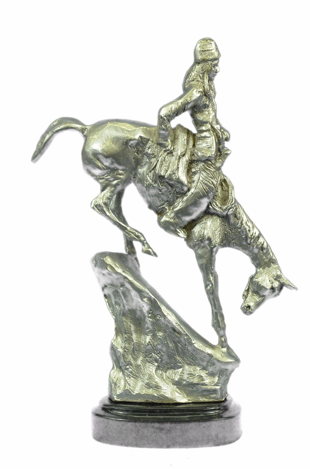 Collectible Hand Crafted American Indian Chief on Horse Bronze Sculpture Statue