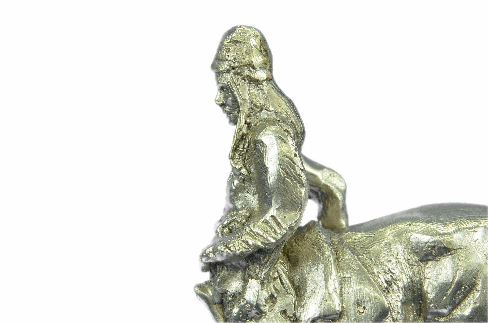 Collectible Hand Crafted American Indian Chief on Horse Bronze Sculpture Statue