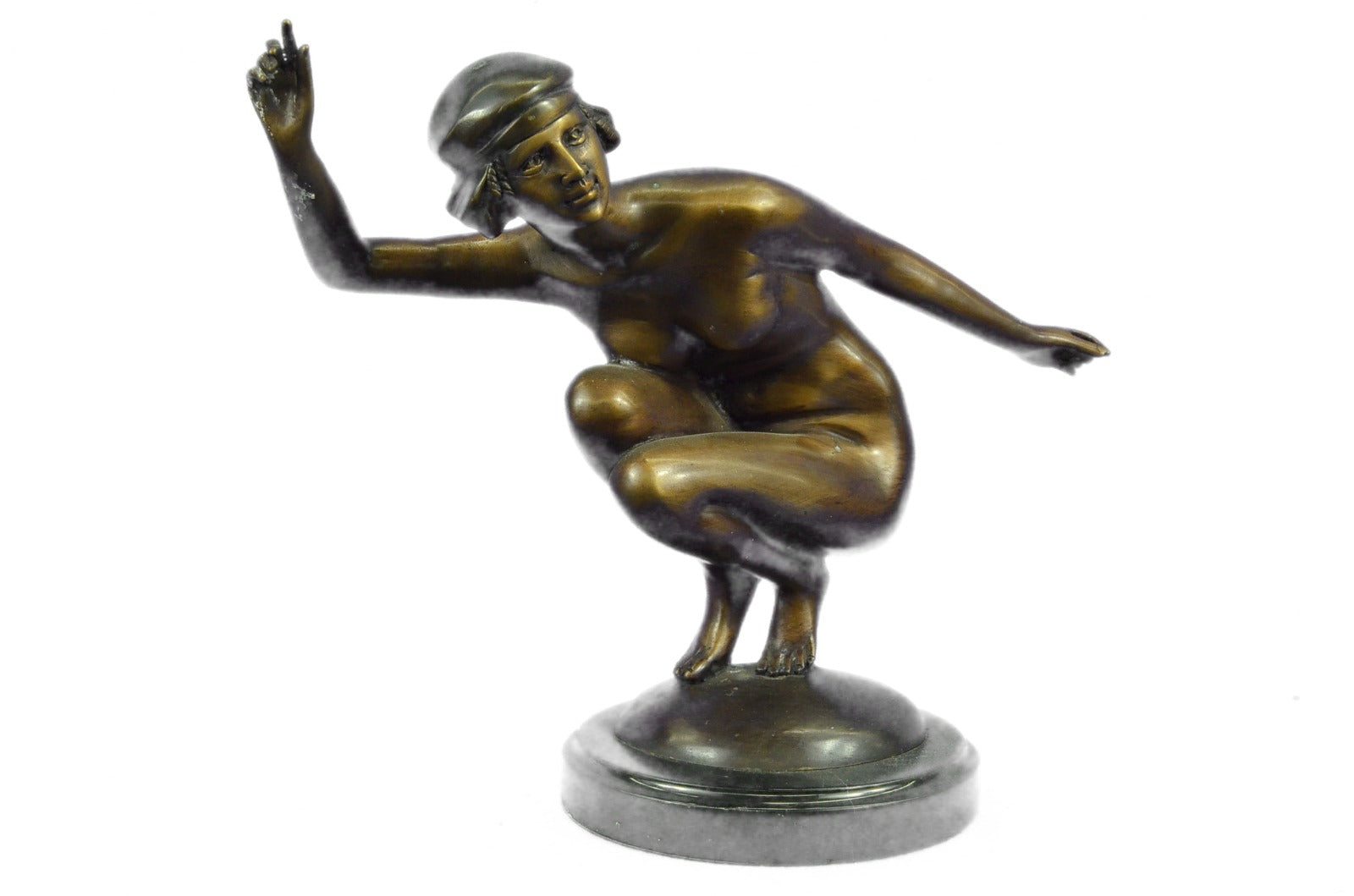 Handcrafted bronze sculpture SALE Marble Performer Nudist Gorgeous Gory Signed