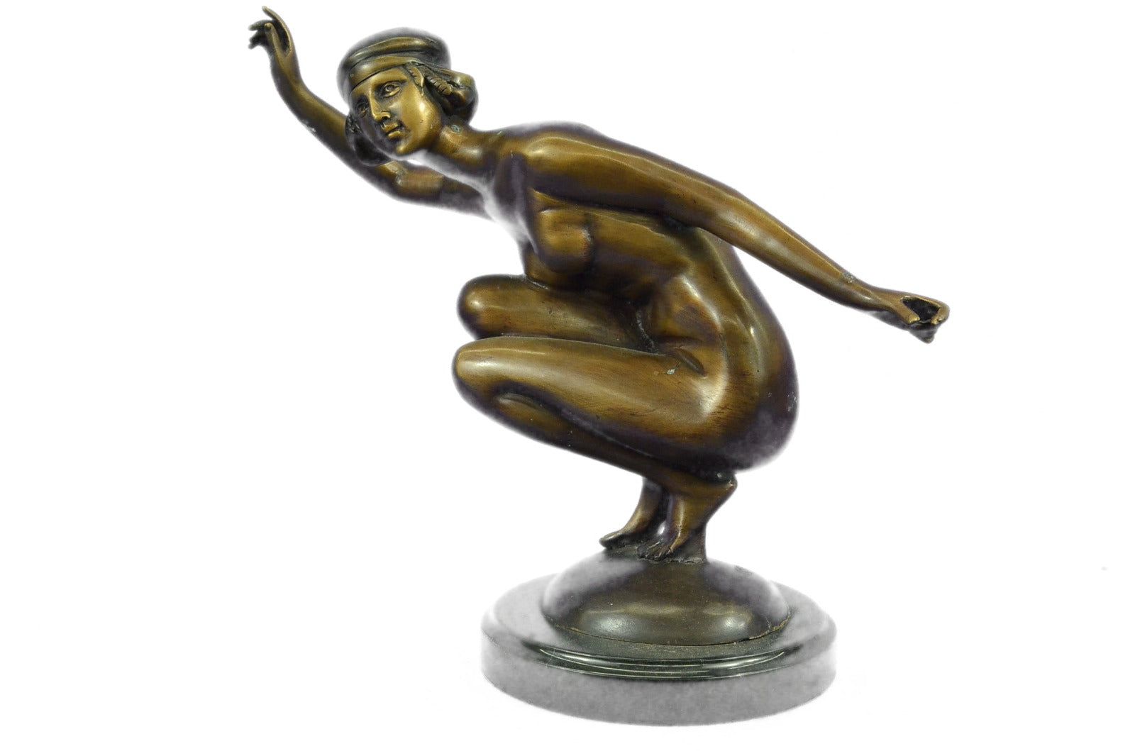 Handcrafted bronze sculpture SALE Marble Performer Nudist Gorgeous Gory Signed