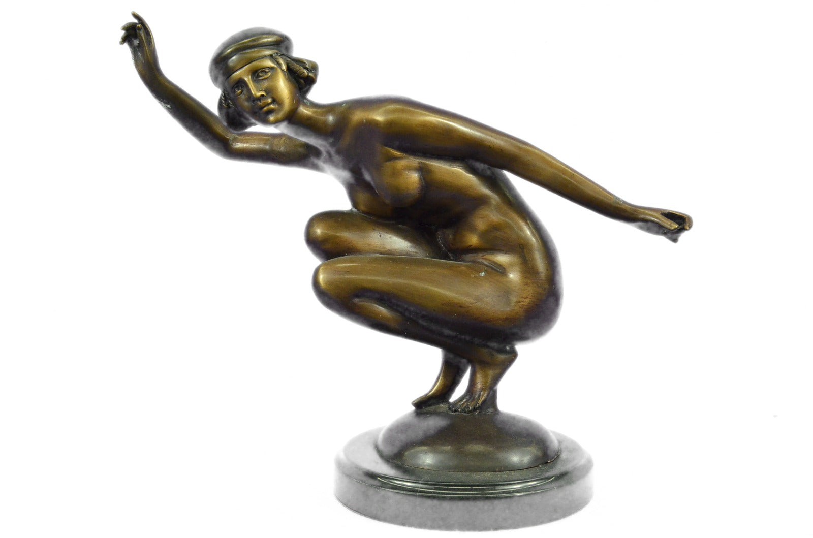 Handcrafted bronze sculpture SALE Marble Performer Nudist Gorgeous Gory Signed