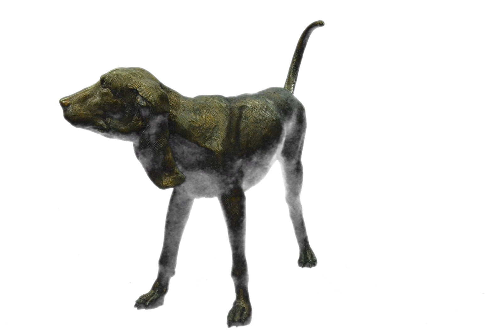 Art Deco Bronze Sculpture Statue Basset Bloodhound Hound Dog Sleuth Figurine