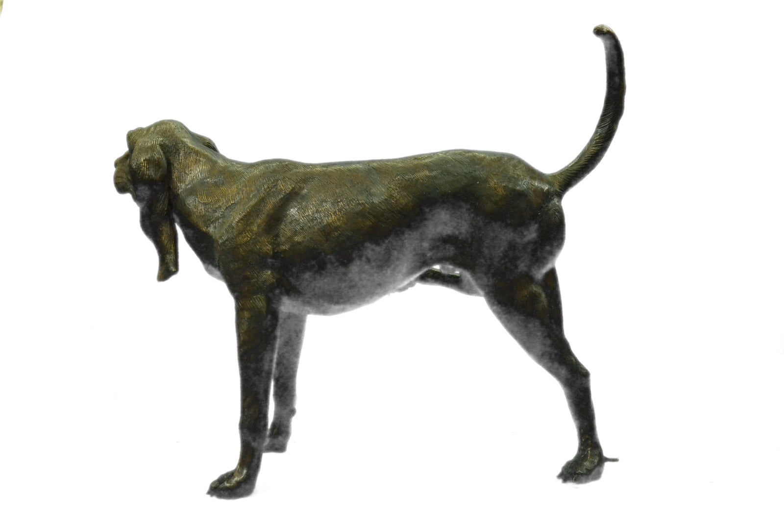 Art Deco Bronze Sculpture Statue Basset Bloodhound Hound Dog Sleuth Figurine