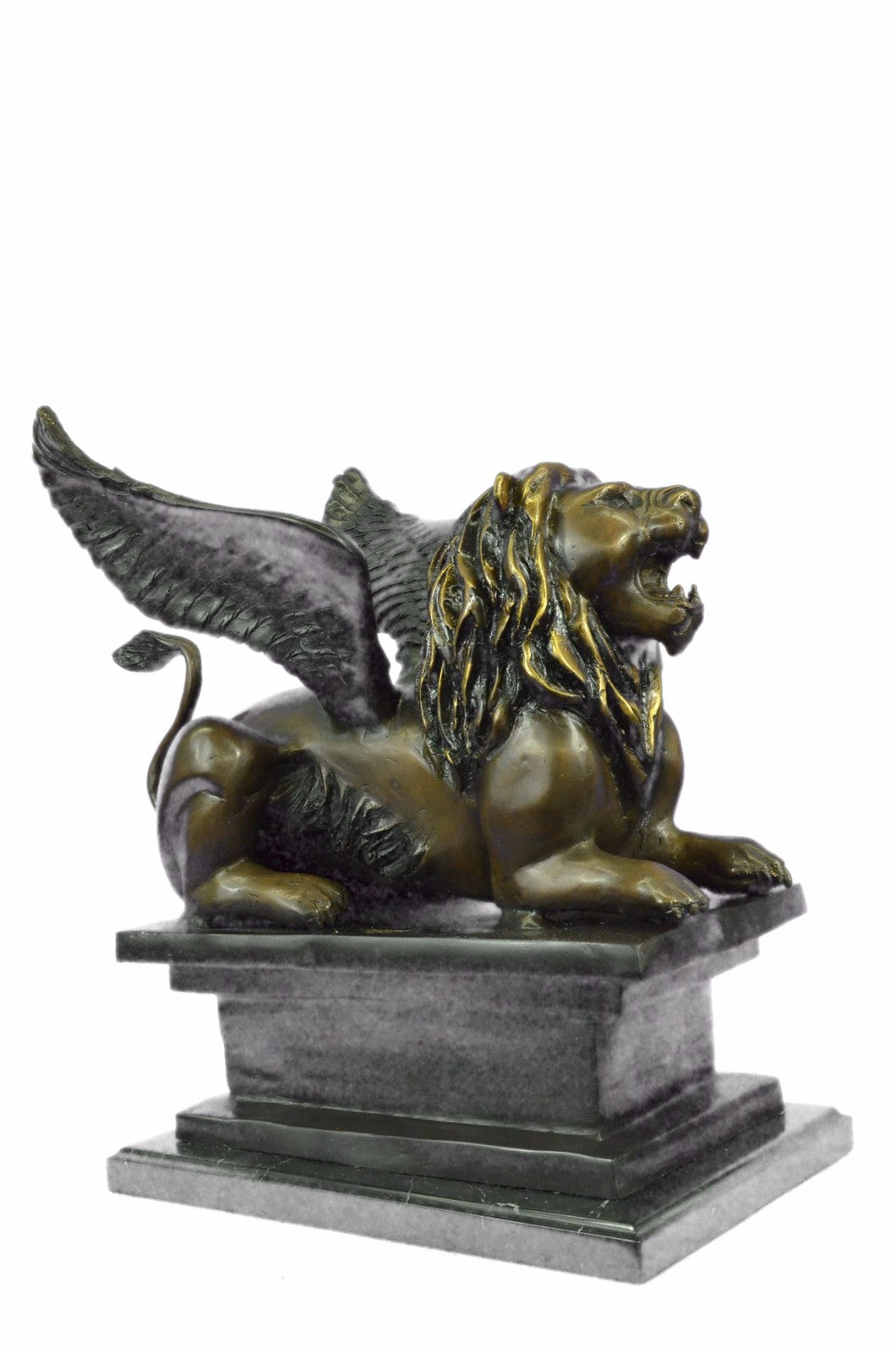 Chinese red Bronze approbation wing kylin Foo Dogs Lion wing beast Statue Figure