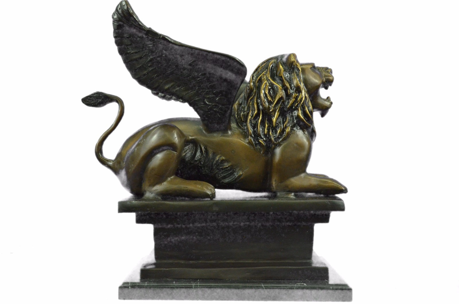 Chinese red Bronze approbation wing kylin Foo Dogs Lion wing beast Statue Figure