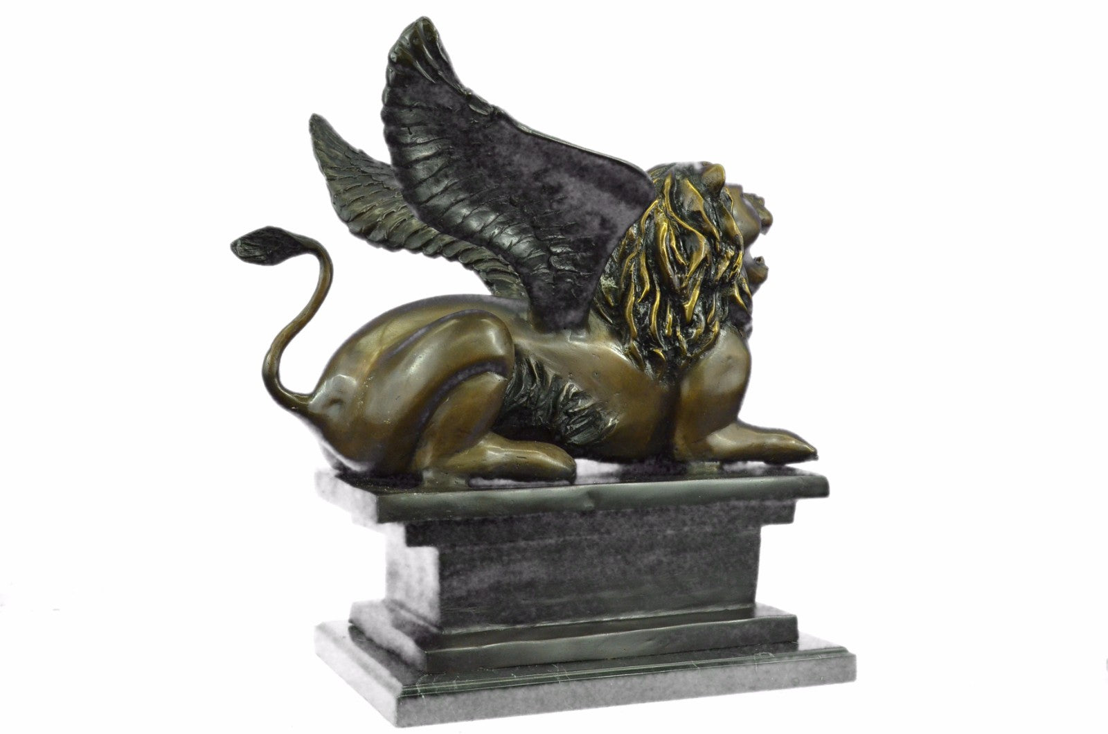 Chinese red Bronze approbation wing kylin Foo Dogs Lion wing beast Statue Figure