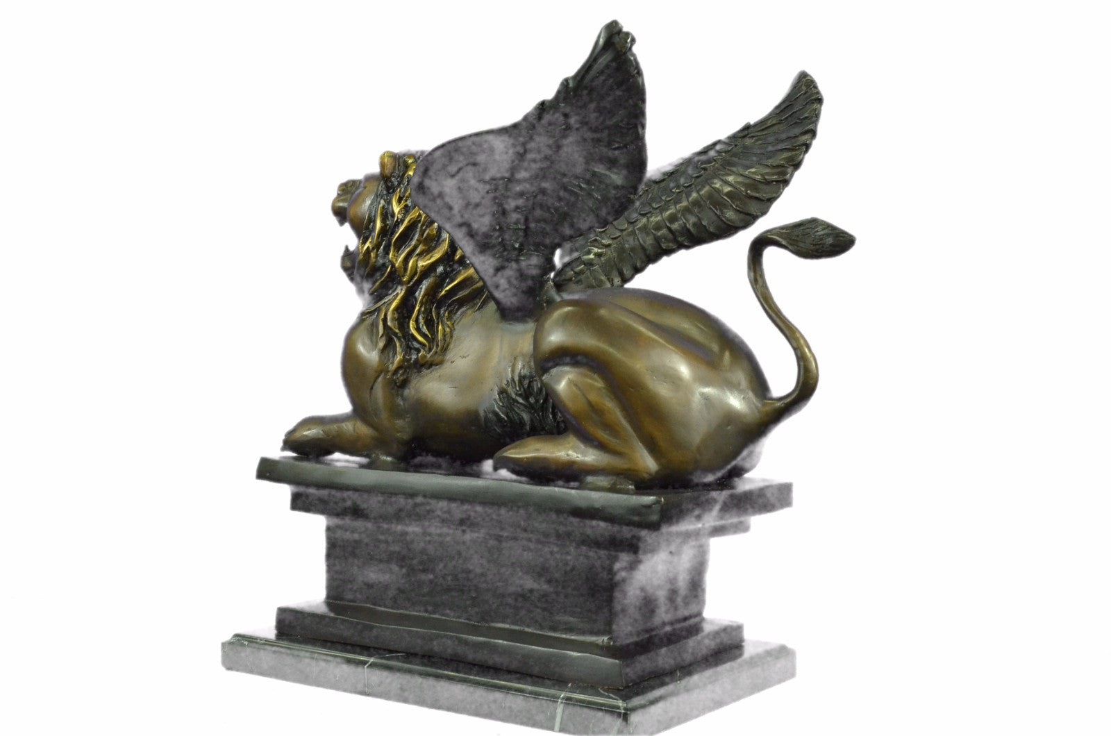 Chinese red Bronze approbation wing kylin Foo Dogs Lion wing beast Statue Figure