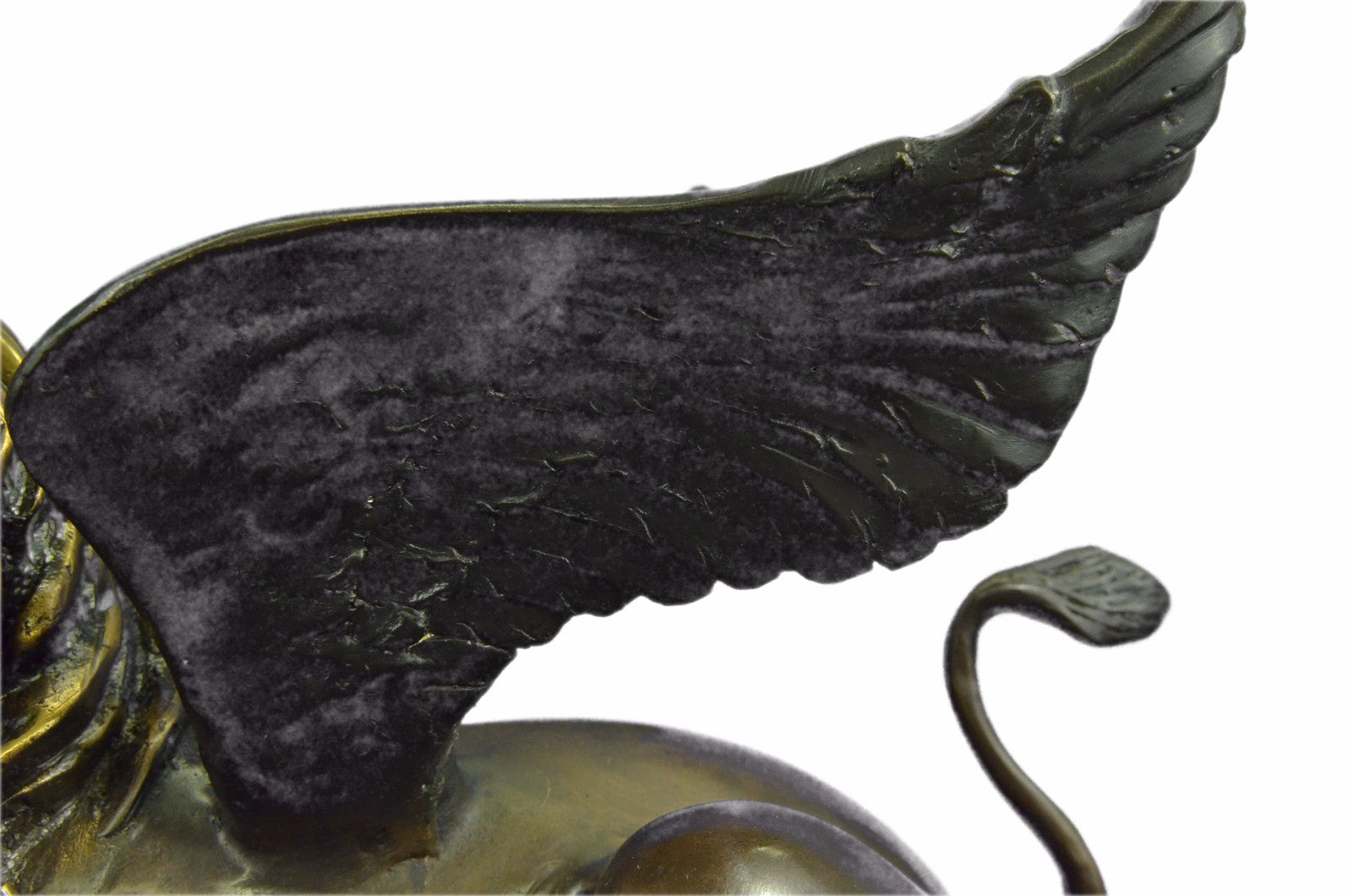 Chinese red Bronze approbation wing kylin Foo Dogs Lion wing beast Statue Figure