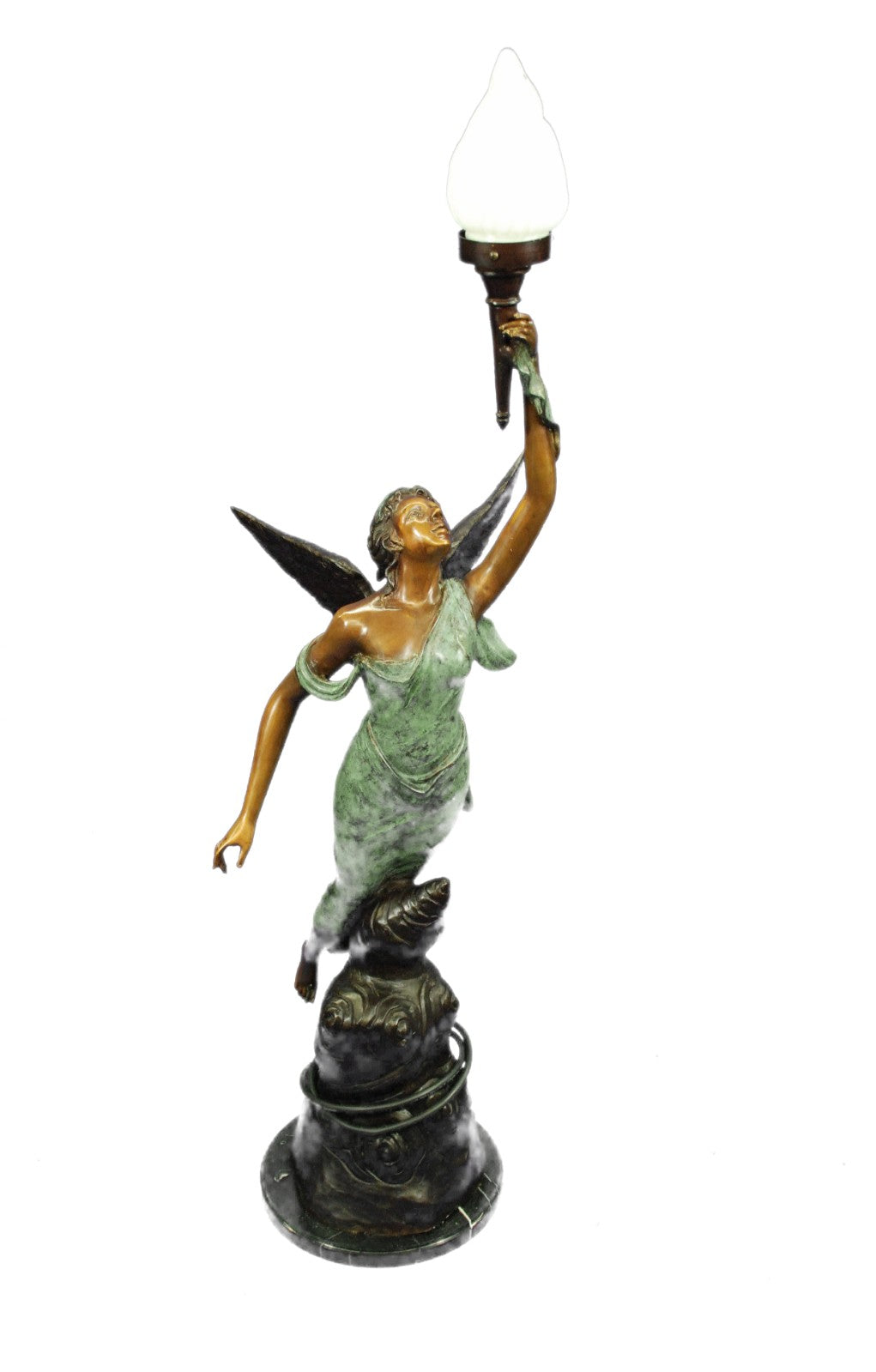 Art Deco/Nouveau Handcrafted Detailed Guardian Angel Floor Lamp 53" Tall Sculpture