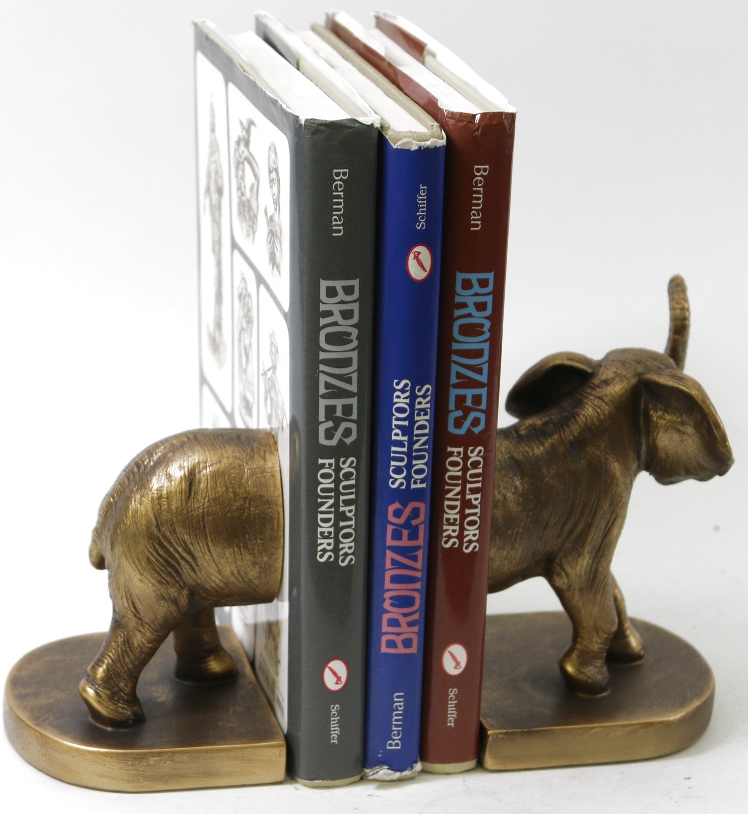 Art Deco Detailed Handcrafted Animal African Elephants Bookends Bronze Effect