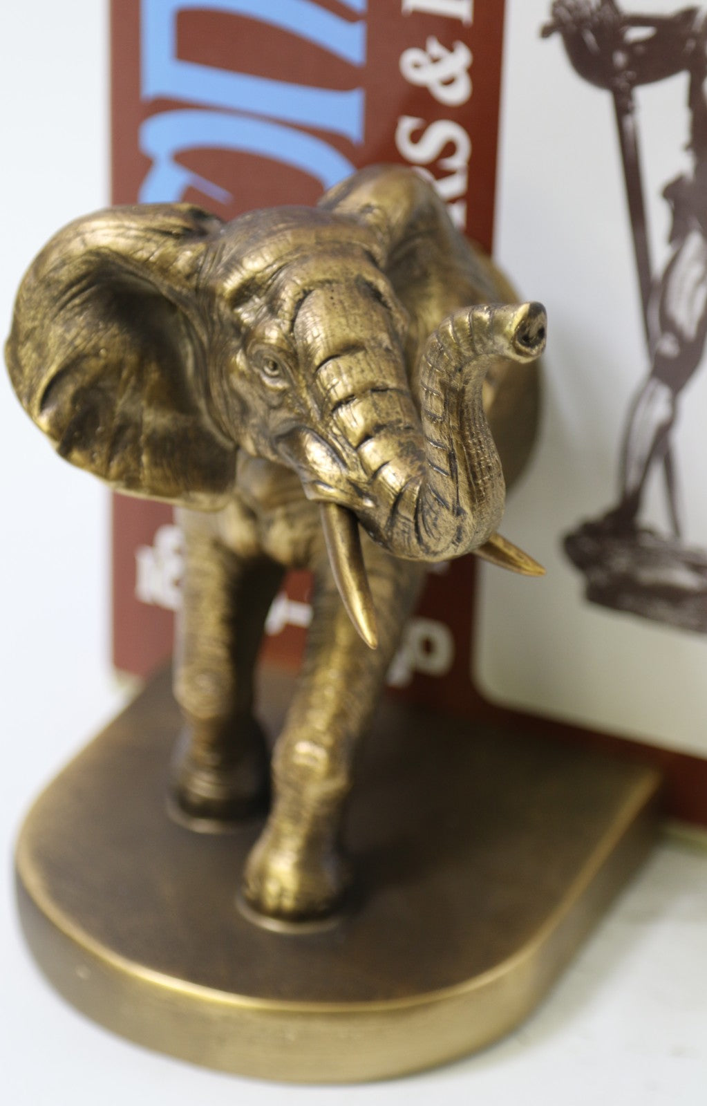Art Deco Detailed Handcrafted Animal African Elephants Bookends Bronze Effect