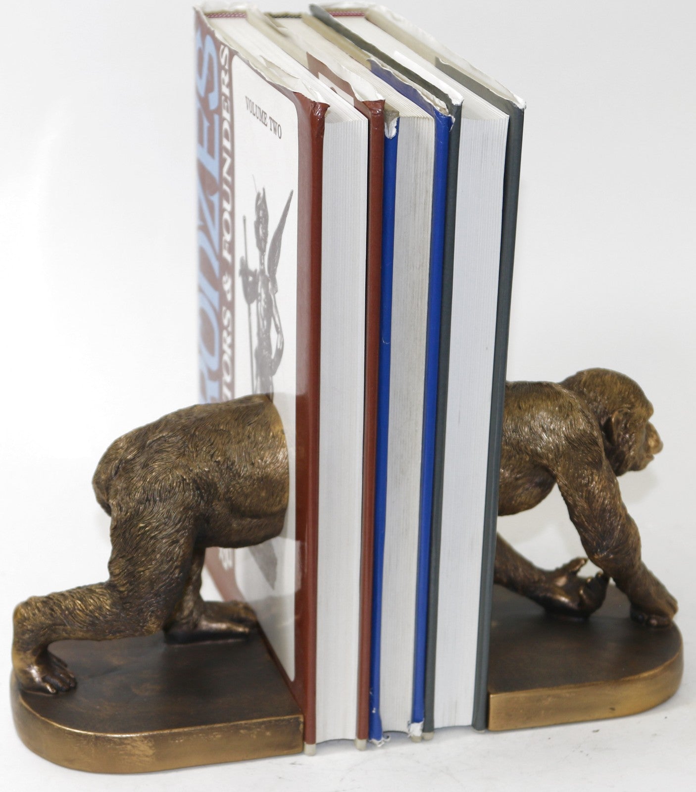London Ornament Pair Gorilla Bookends Animal Statue Polyresin Hand Made Artwork