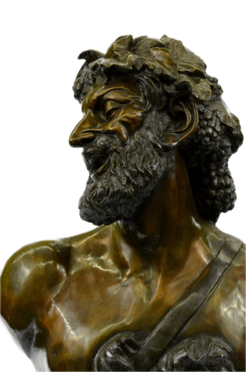 Handcrafted 80 Lbs Bacchus God Of Vine Dionysus to the Greeks Bronze Sculpture