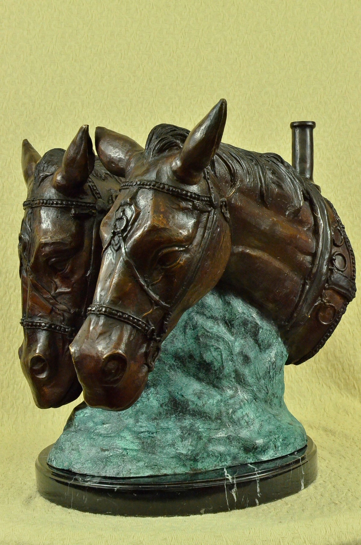 Loving Horses Western Equestrian Farm Ranch Art Bronze Marble Statue Sculpture
