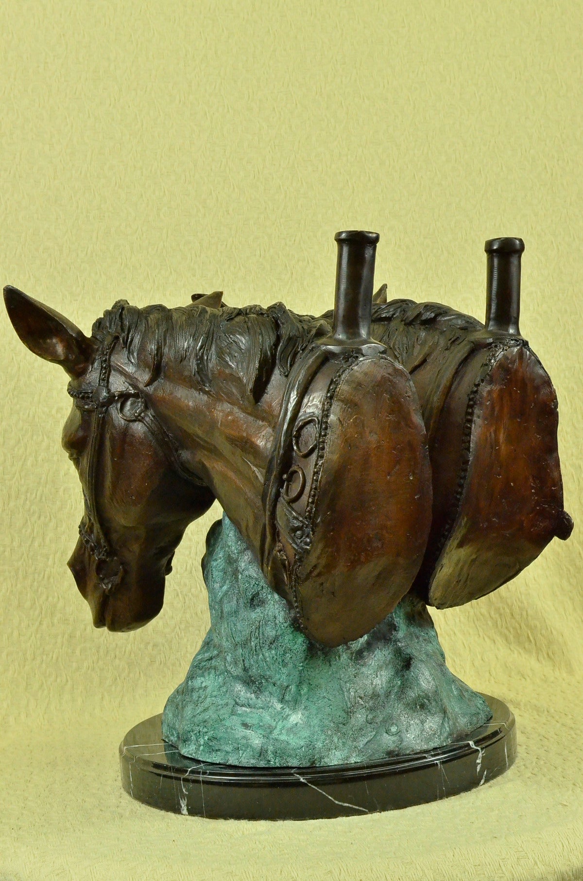 Loving Horses Western Equestrian Farm Ranch Art Bronze Marble Statue Sculpture