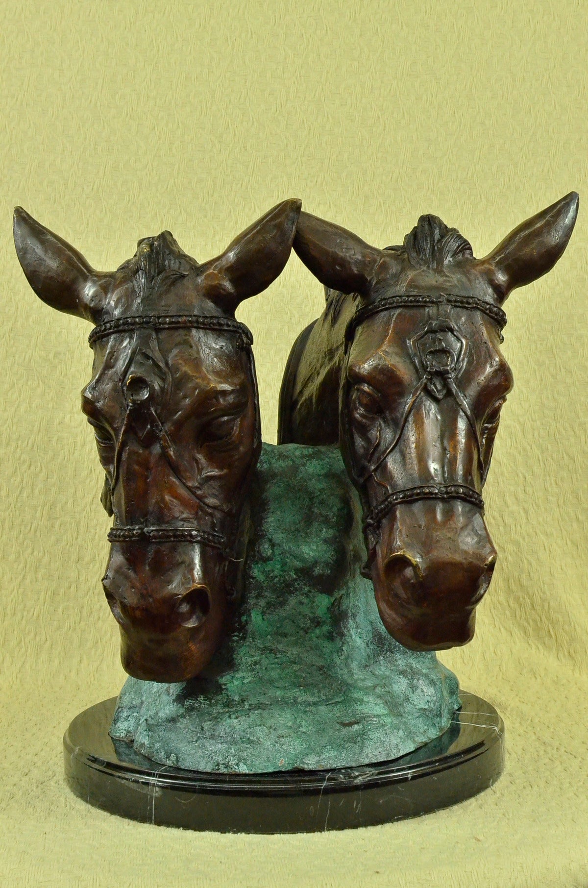 Loving Horses Western Equestrian Farm Ranch Art Bronze Marble Statue Sculpture