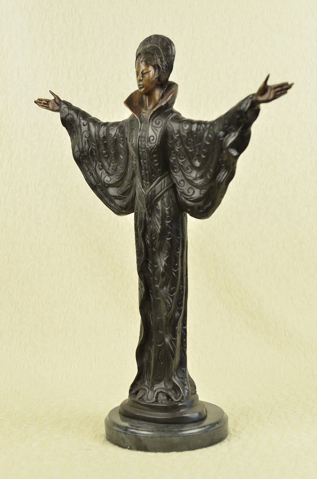 Handcrafted bronze sculpture SALE Base Marble Deco Art In Byzantine Girl Rare