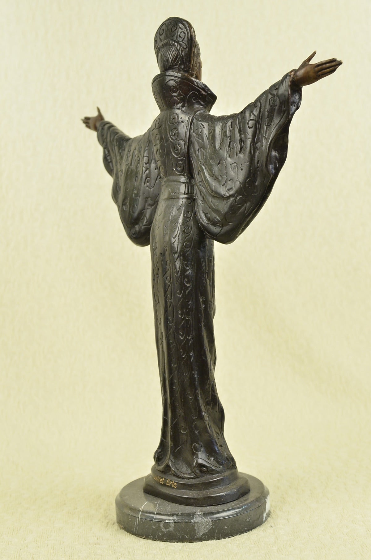 Handcrafted bronze sculpture SALE Base Marble Deco Art In Byzantine Girl Rare