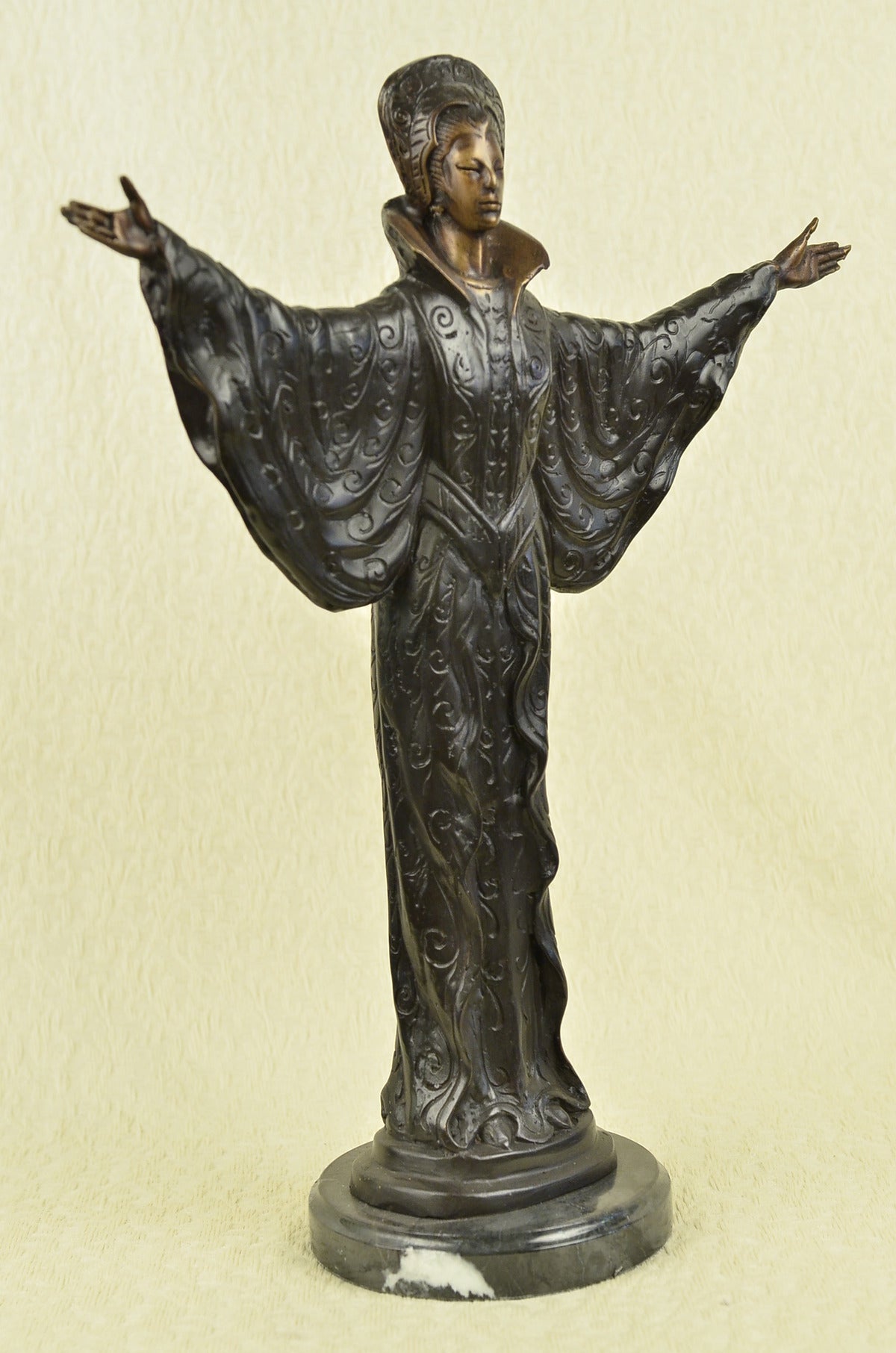 Handcrafted bronze sculpture SALE Base Marble Deco Art In Byzantine Girl Rare