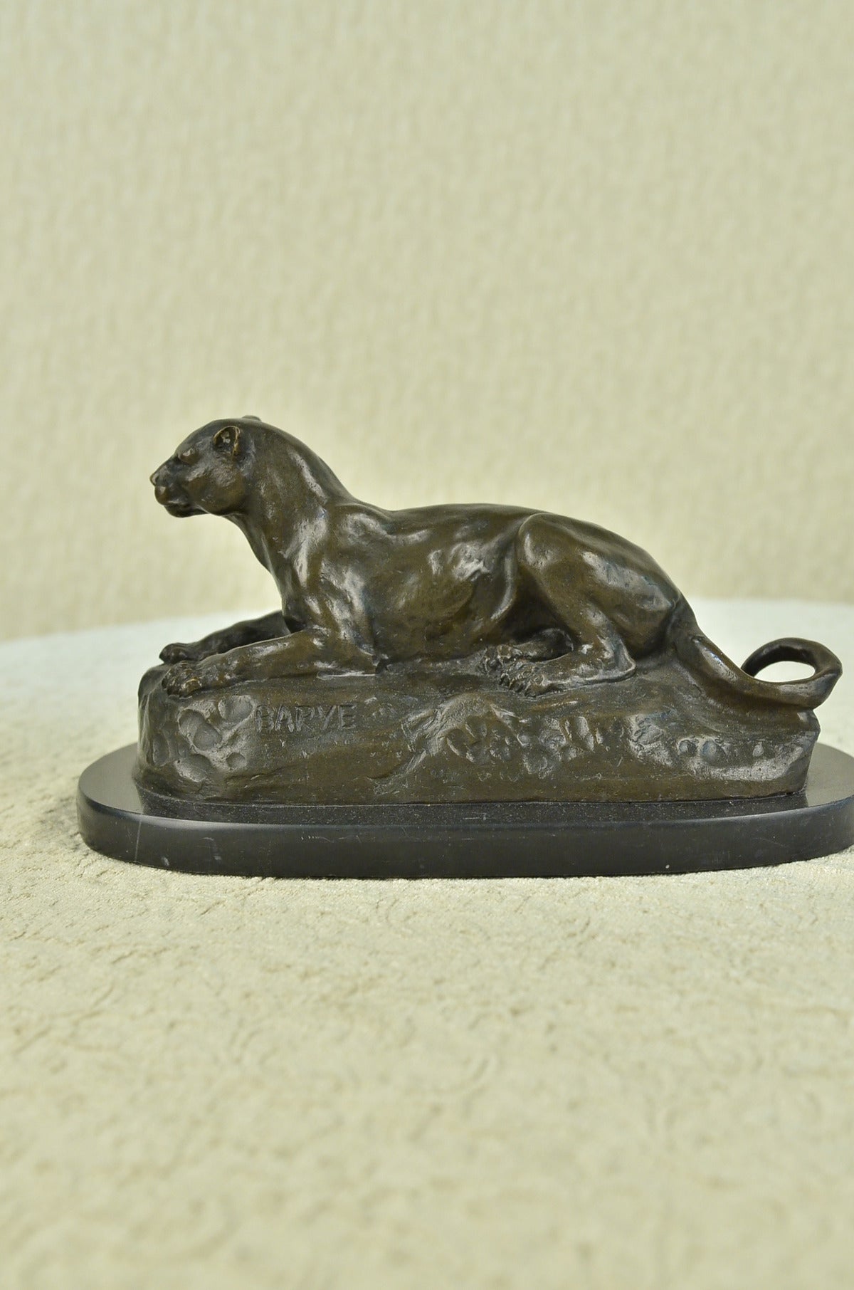 Bronze Sculpture by French Artist Barye Jaguar Puma Hot Cast Statue Wildlife