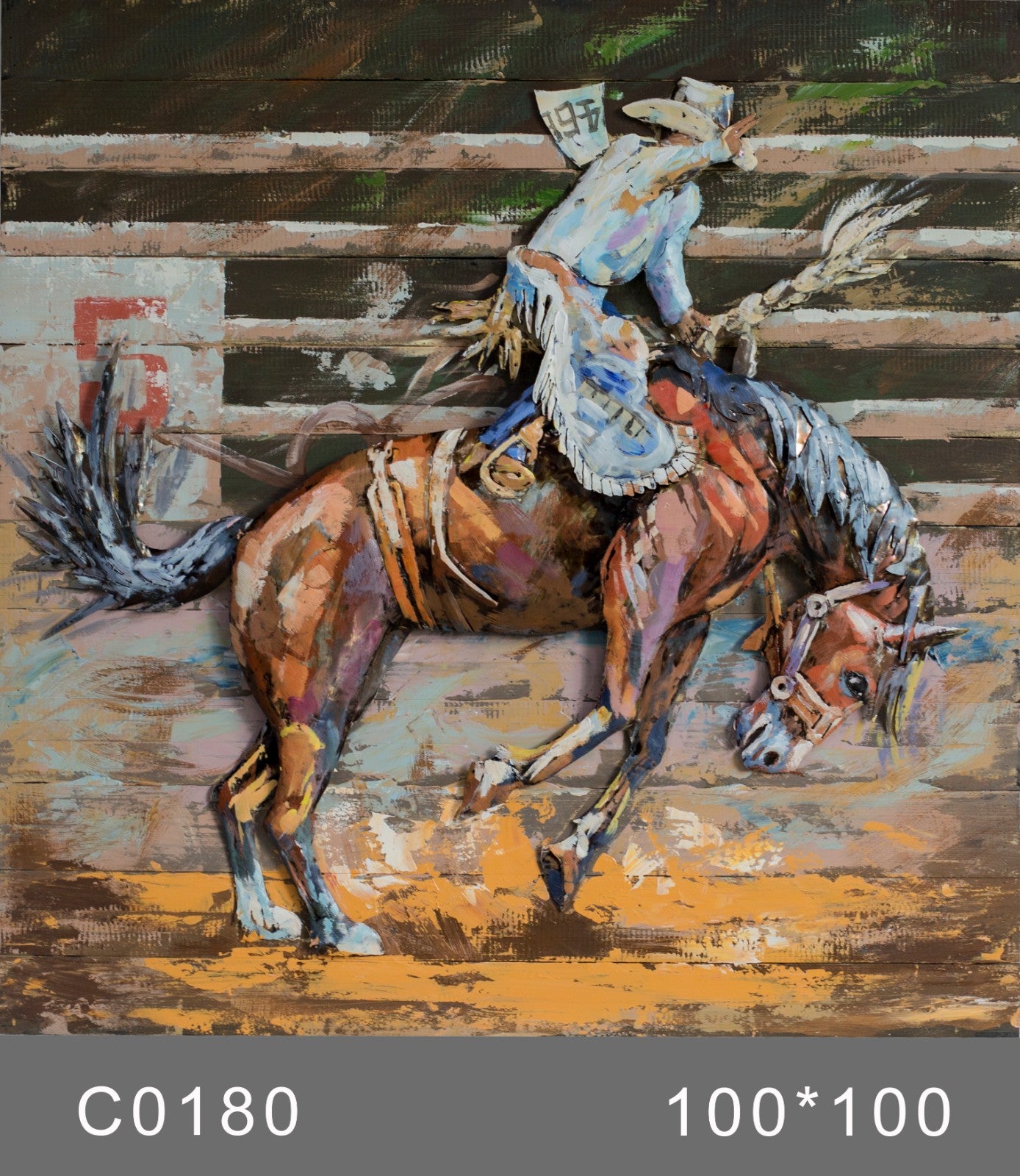 BUCKING HORSE 3D METAL WALL ART HAND PAINTED OLD WEST DECORATION HOME OFFICE DECOR GIFT