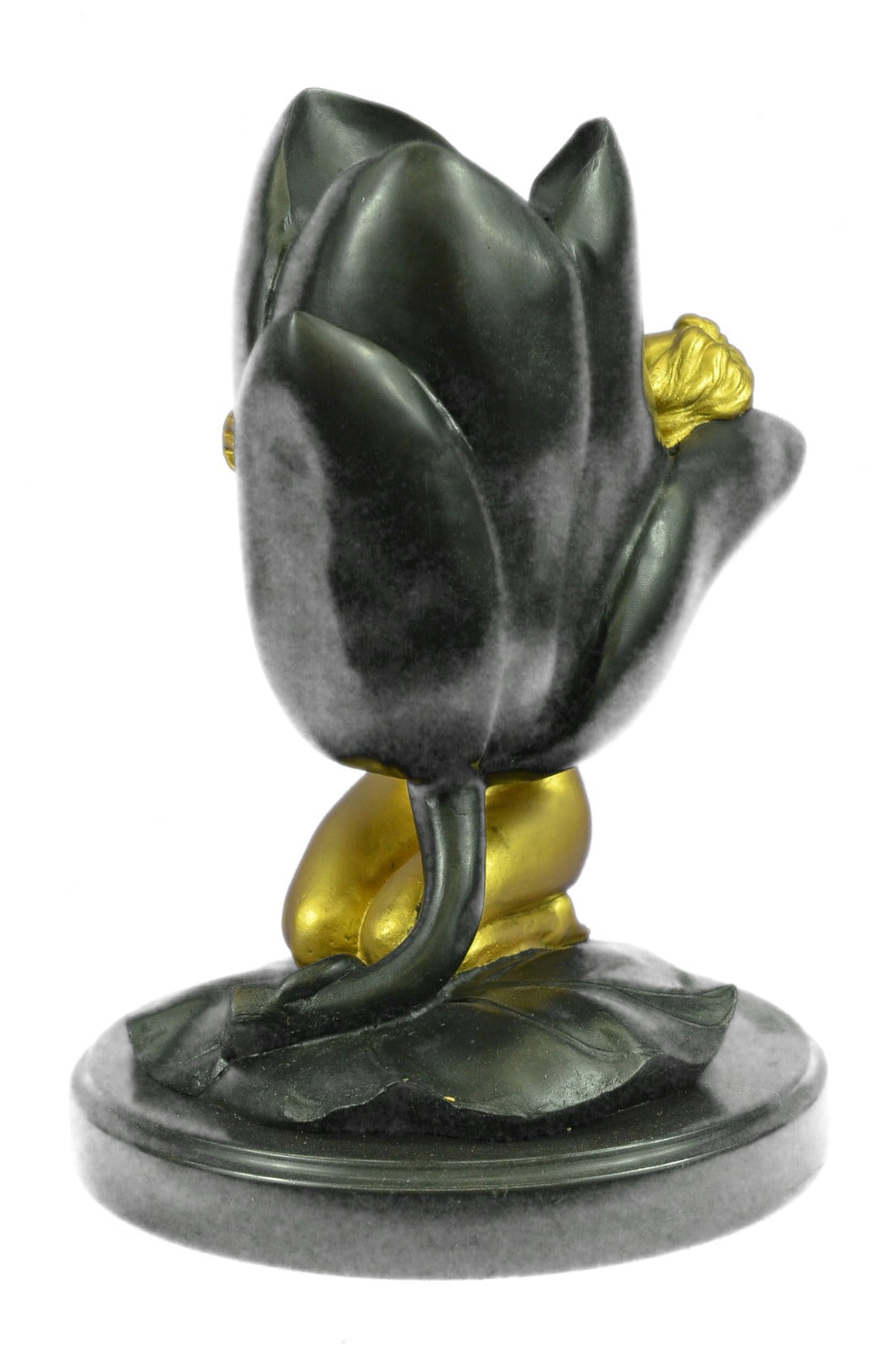 Original Aldo Vitaleh Nude Female Candle Holder Gold Patina Bronze Statue Decor