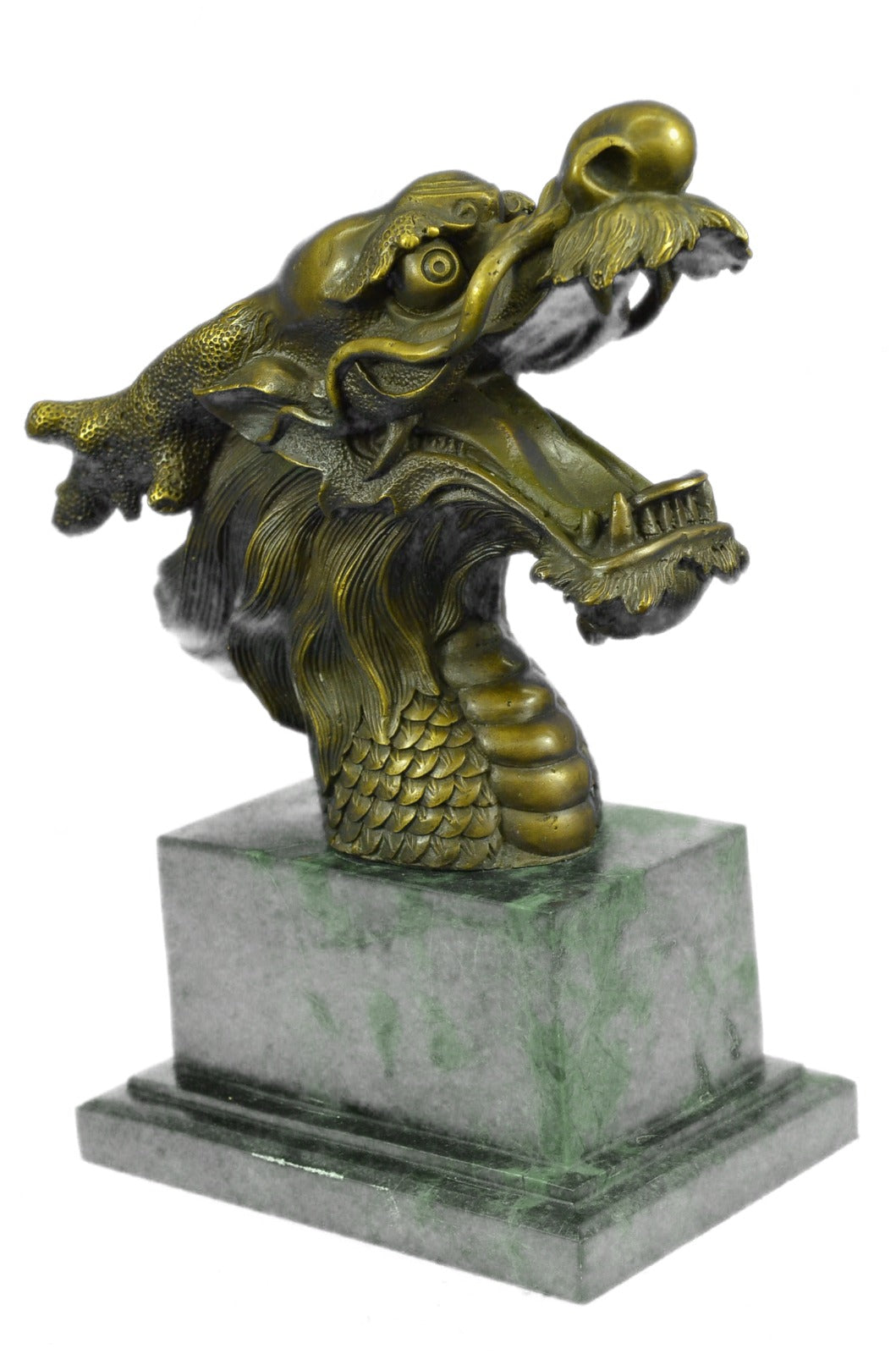 Mythical Dragon Head Bronze Sculpture Sign of Good Luck Bronze Sculpture Figure
