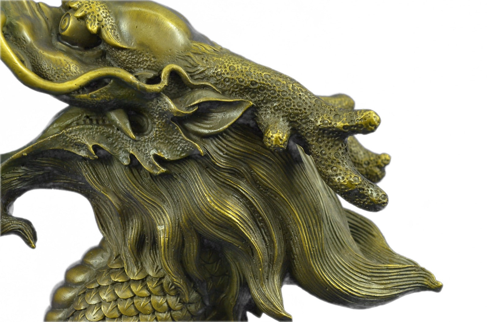 Mythical Dragon Head Bronze Sculpture Sign of Good Luck Bronze Sculpture Figure