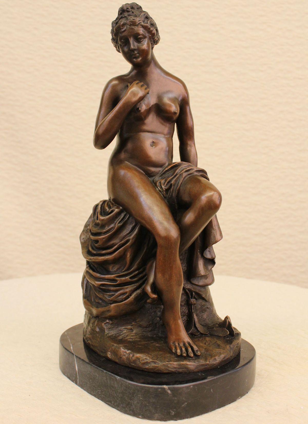 Handcrafted bronze sculpture SALE Base Marble Portrait Model Erotic Nude Signed
