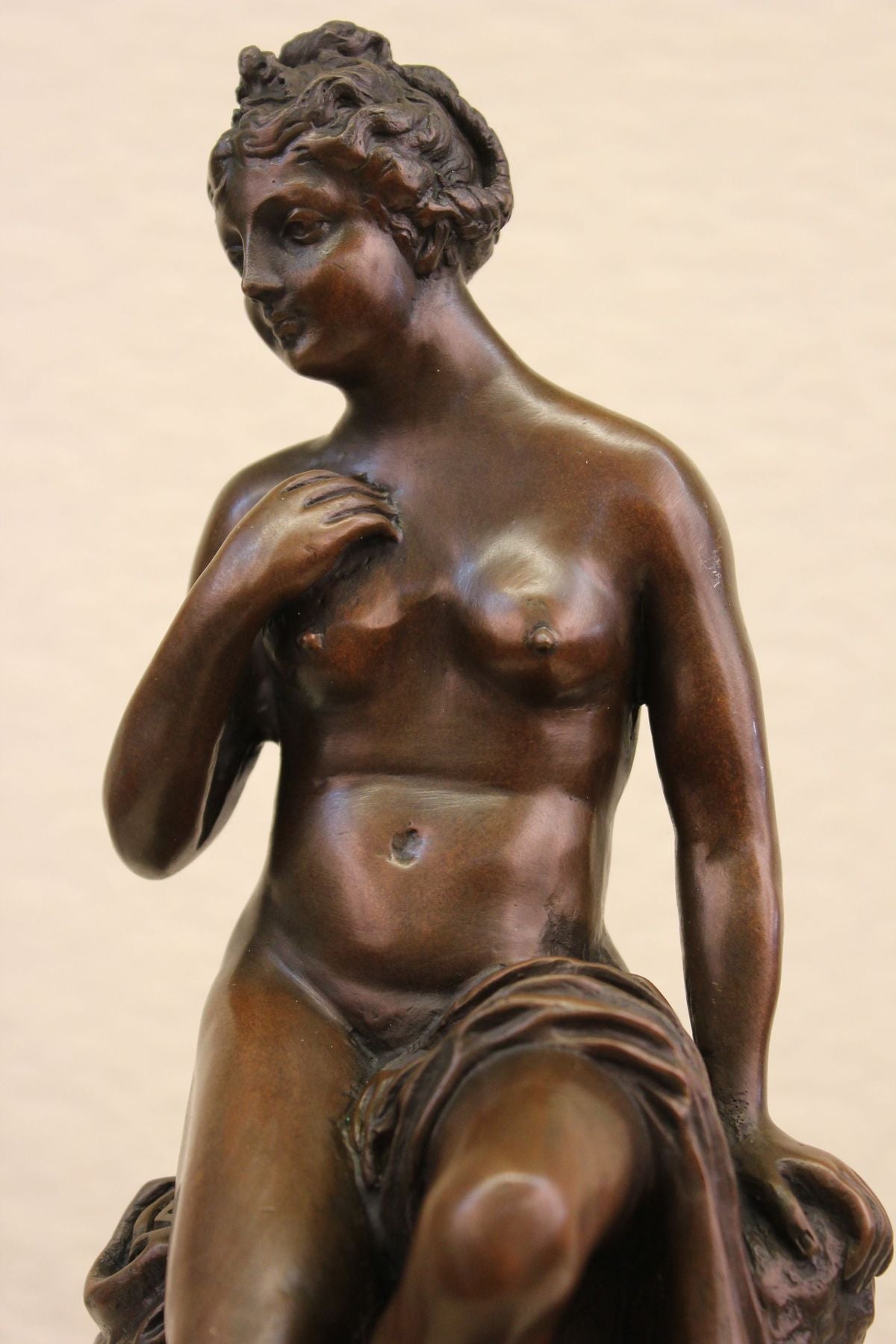 Handcrafted bronze sculpture SALE Base Marble Portrait Model Erotic Nude Signed