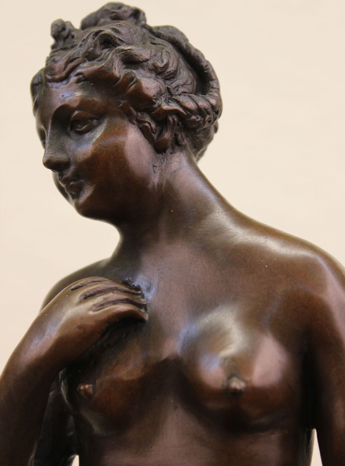 Handcrafted bronze sculpture SALE Base Marble Portrait Model Erotic Nude Signed