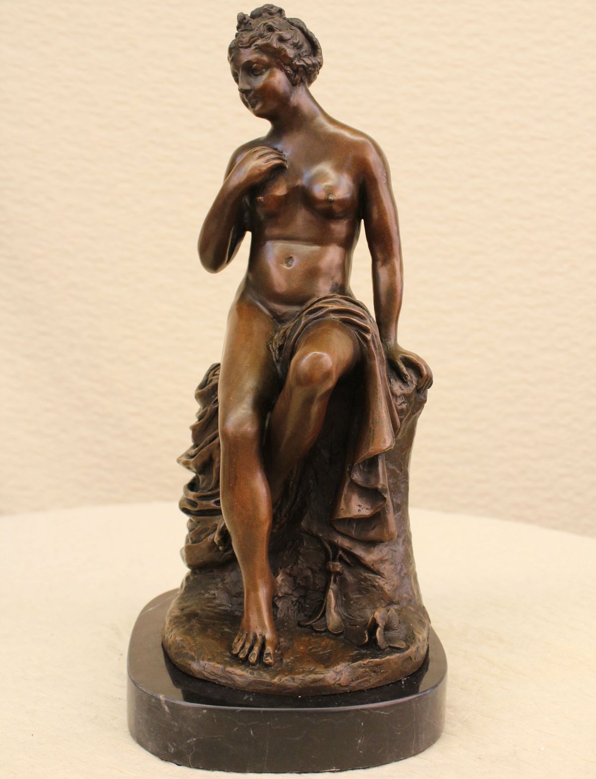 Handcrafted bronze sculpture SALE Base Marble Portrait Model Erotic Nude Signed