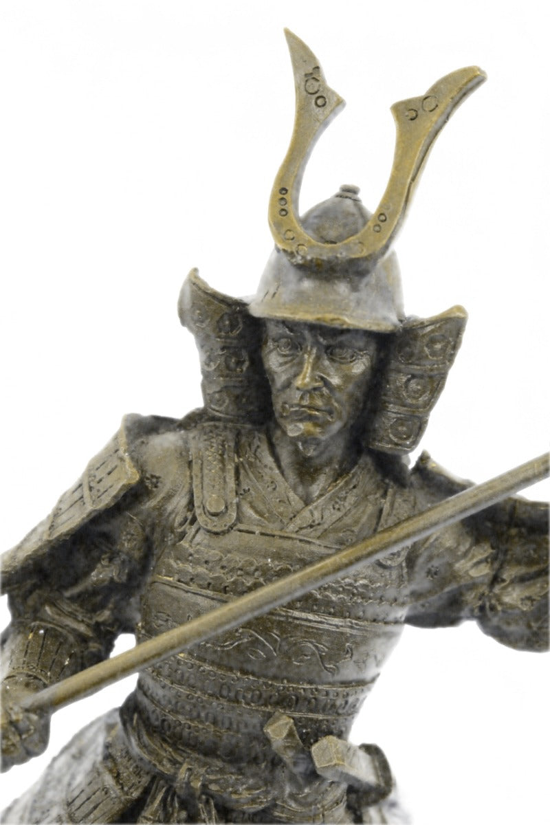 Original Samurai Japanese Bronze Marble Sculpture Hot Cast Marble Figurine Deco