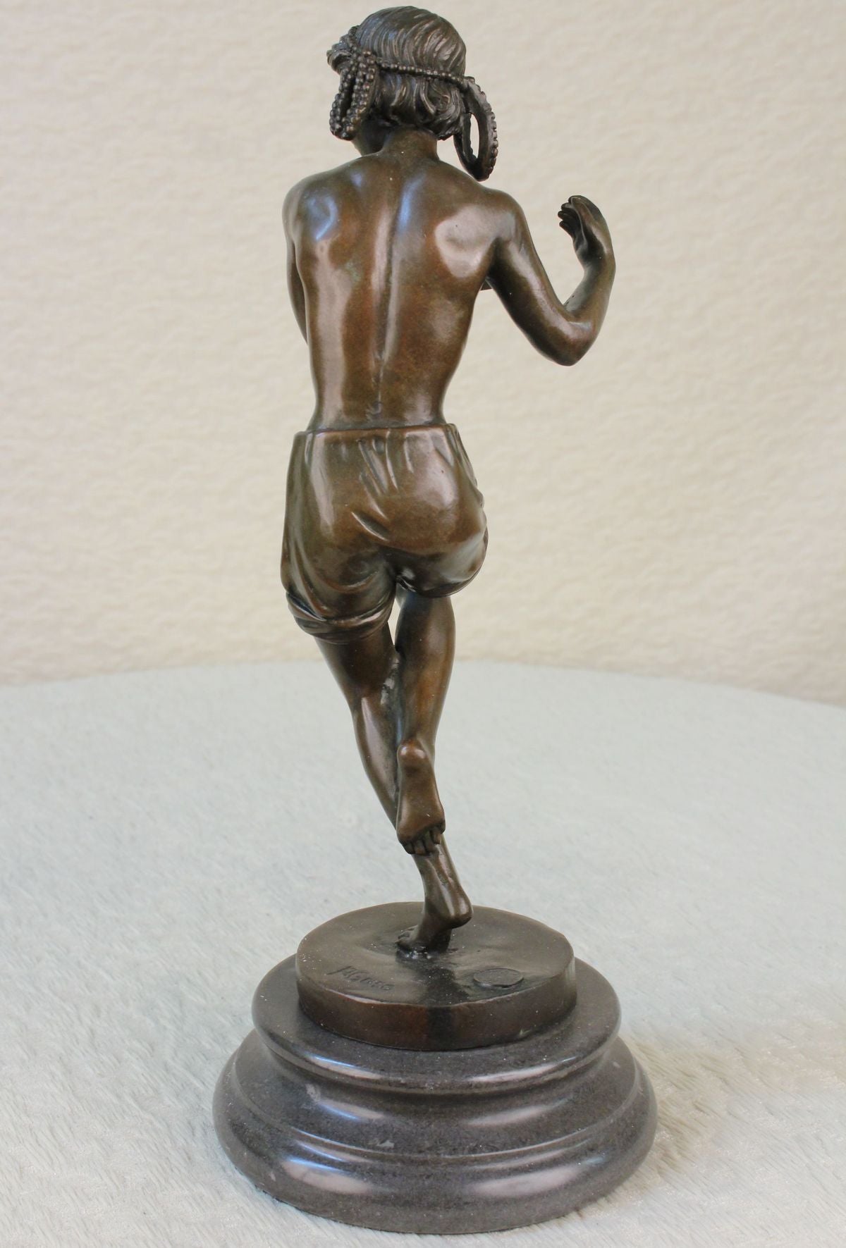 14&quot; Gift Bronze Statue Male Dancer Figures Dancing Signed Marble Base Figurine