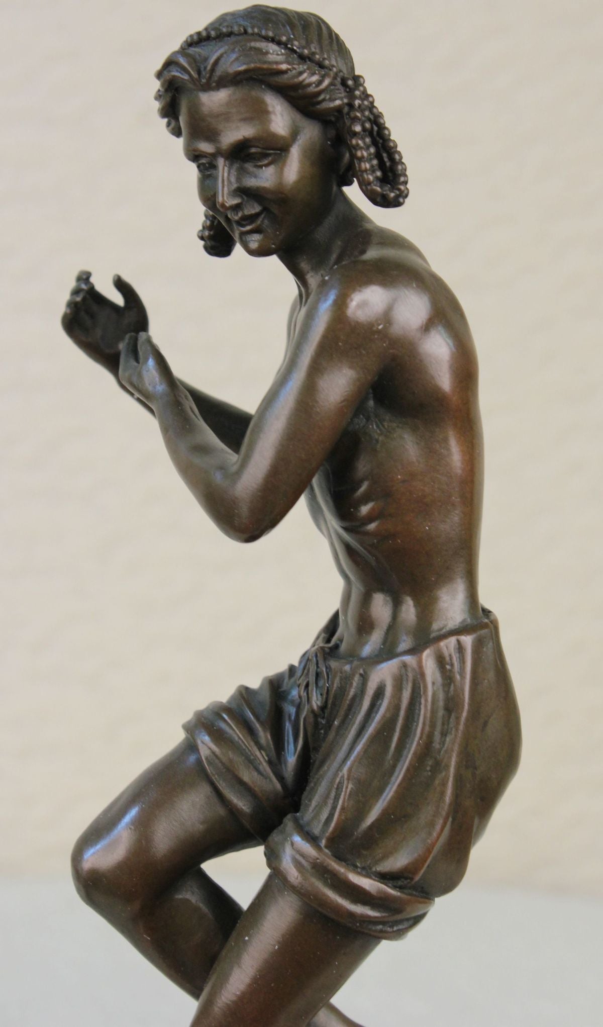 14&quot; Gift Bronze Statue Male Dancer Figures Dancing Signed Marble Base Figurine
