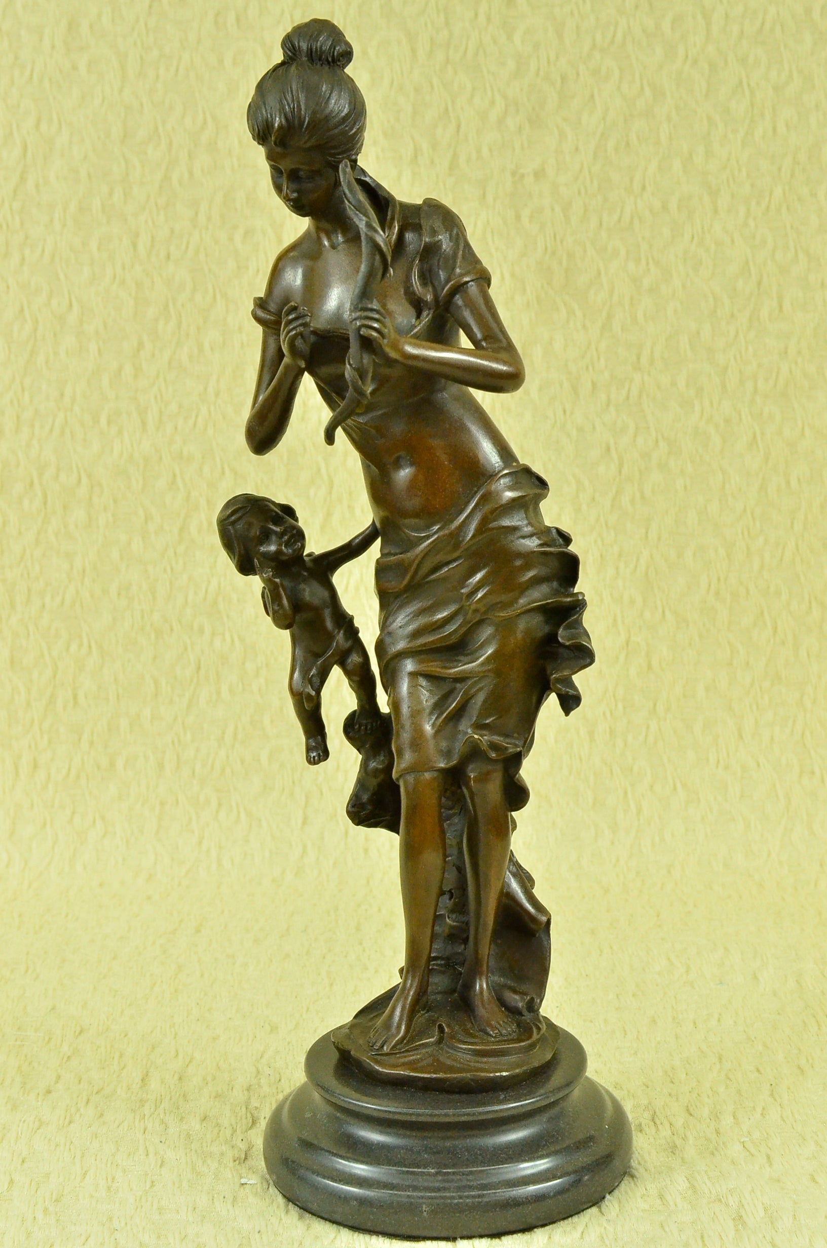 Handmade Bronze Sculpture Statue Angel Cupid Cherub Hot Cast Mythical Figurine