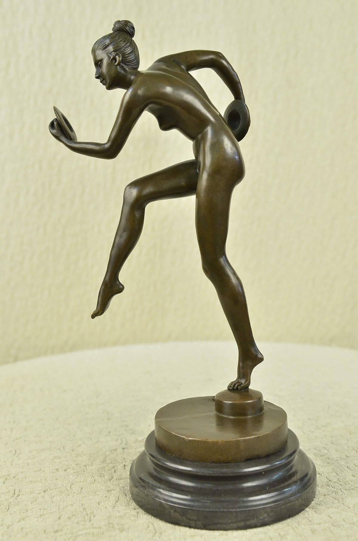 Nude Girl Erotic Athletic Sensual Elegant Bronze Marble Statue Classical Gift
