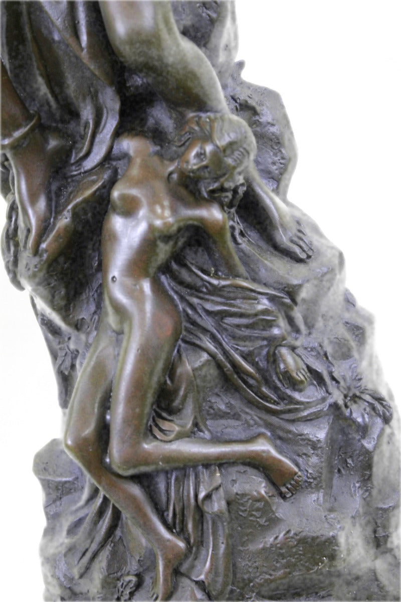 SIGNED BRONZE DETAILED SCULPTURE MYTHOLOGY PROMETHEUS STATUE ON MARBLE BASE SALE