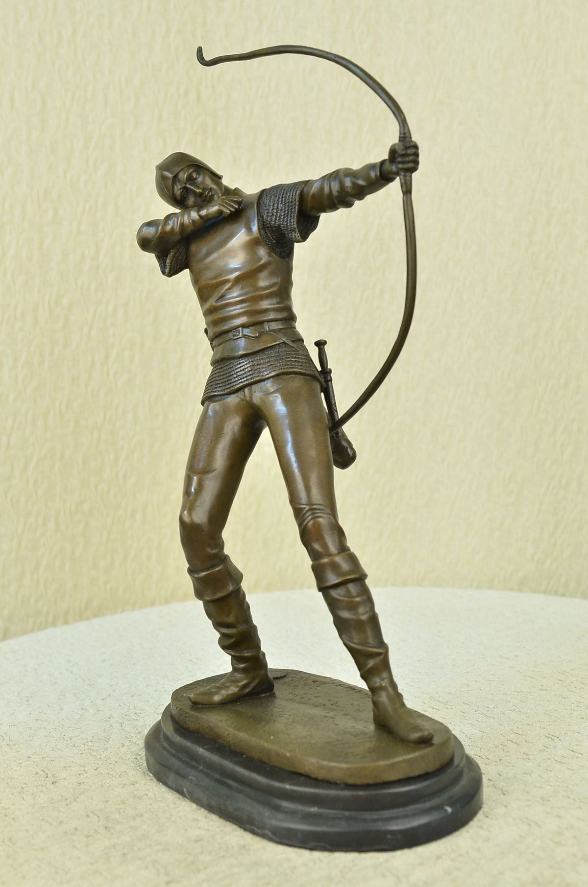 Bronze Metal Art Deco Classic Sculpture Male Archer Bow Arrow Statue Marble SALE