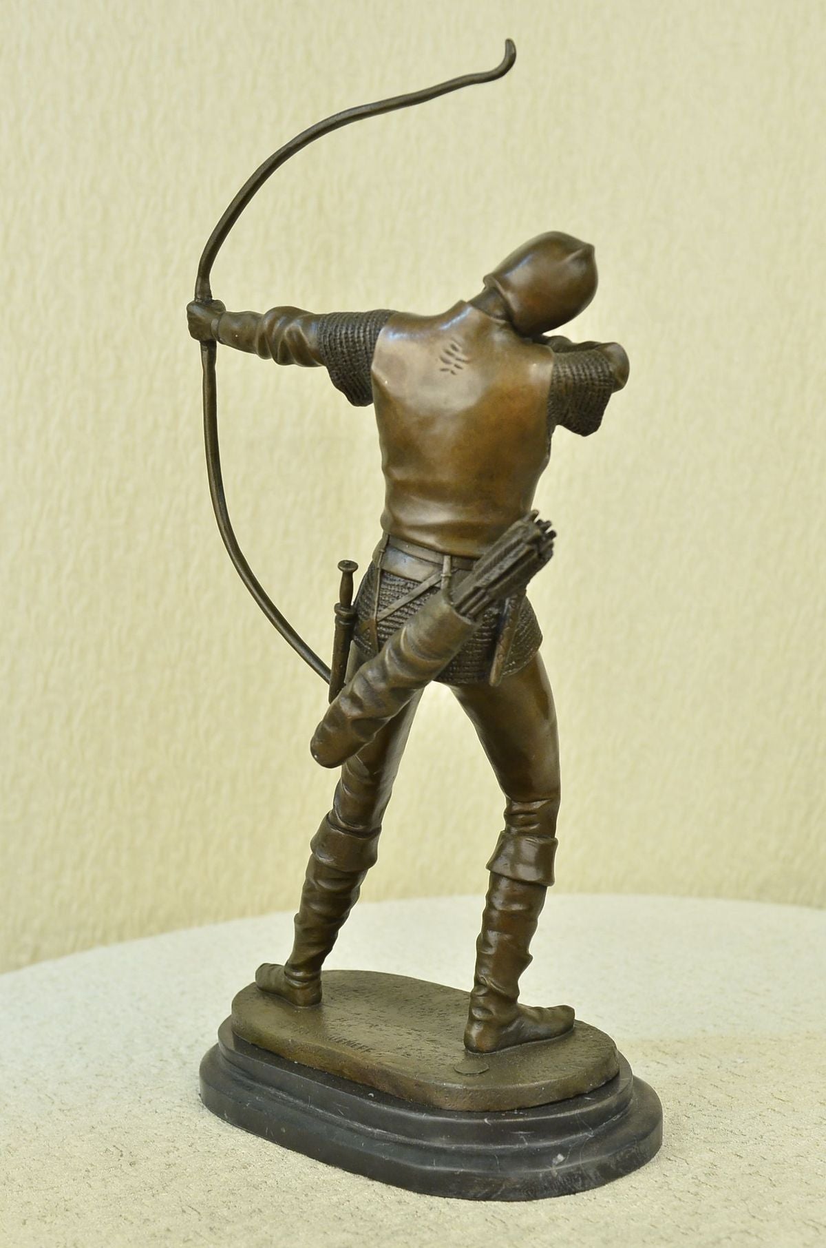 Bronze Metal Art Deco Classic Sculpture Male Archer Bow Arrow Statue Marble SALE