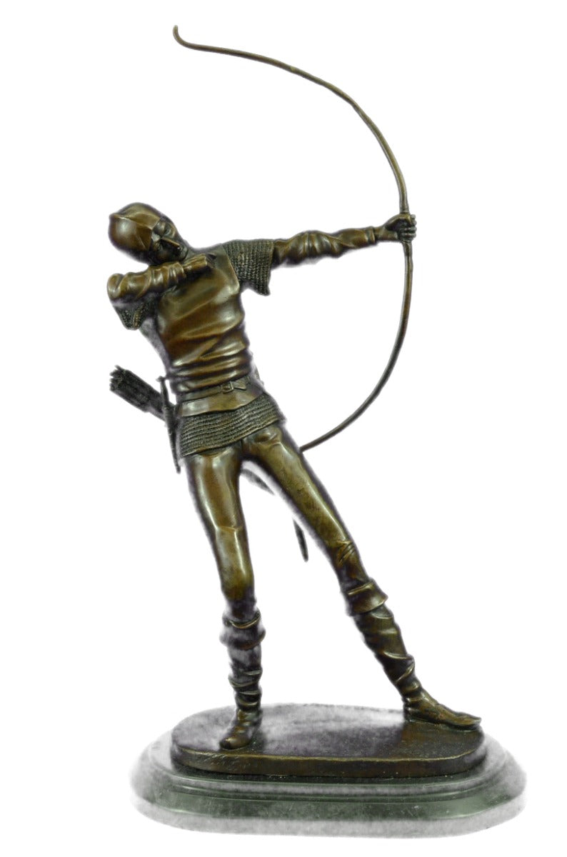 Bronze Metal Art Deco Classic Sculpture Male Archer Bow Arrow Statue Marble SALE