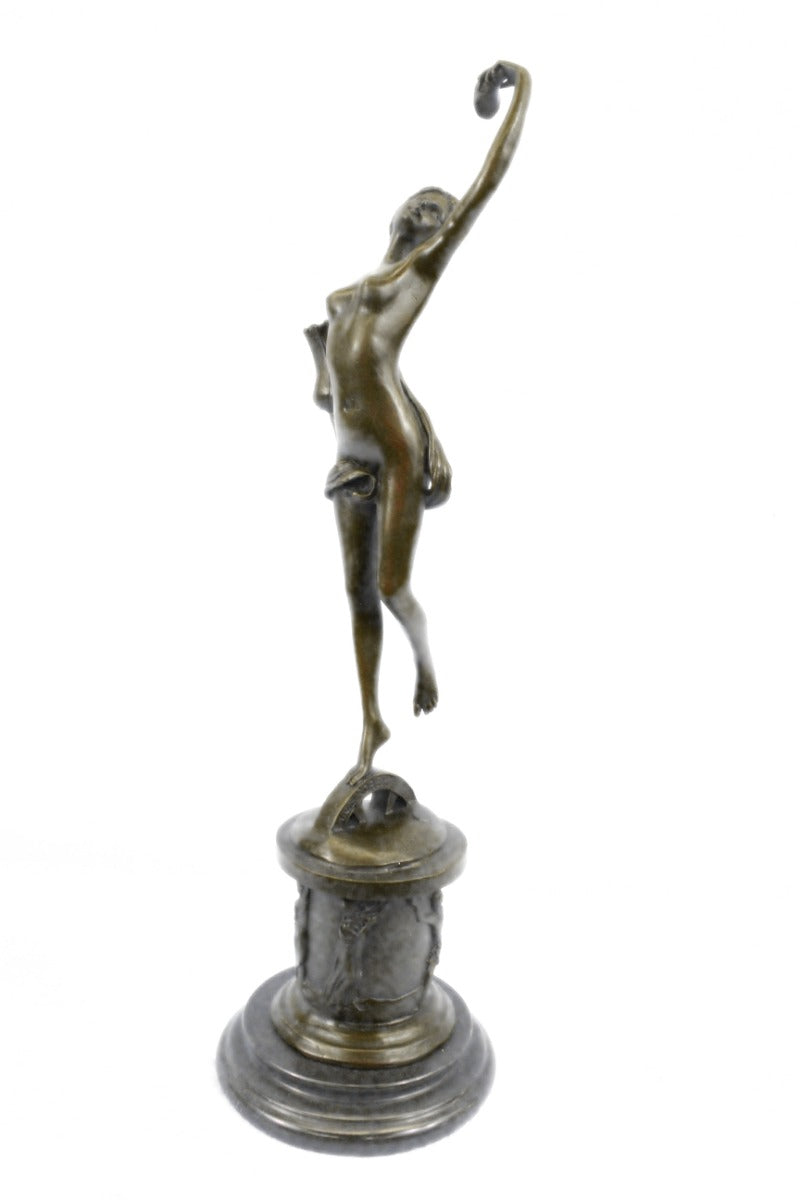 Handcrafted bronze sculpture SALE Flower W/Tulip Girl Nude Erotic Statue Artwork Figure
