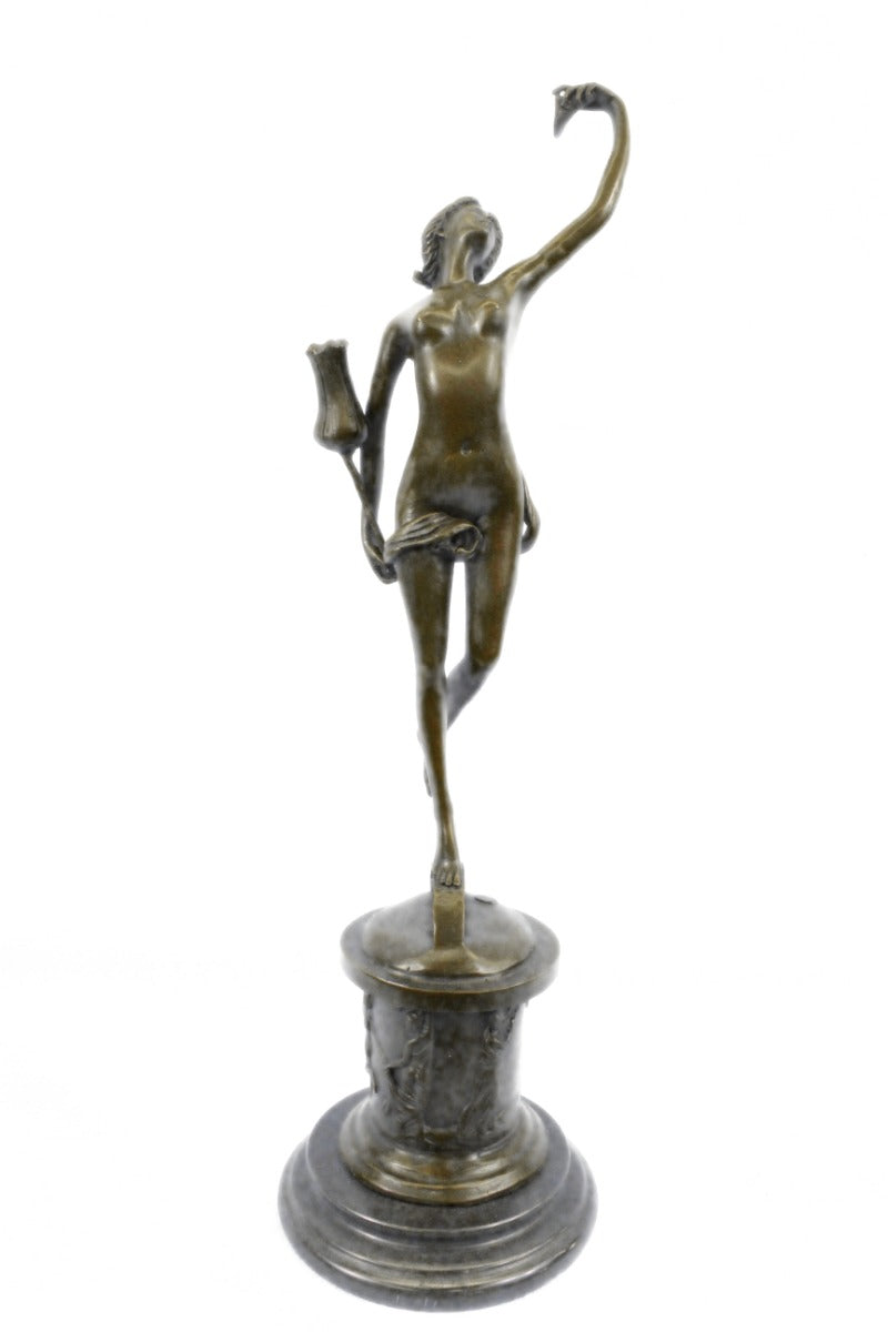 Handcrafted bronze sculpture SALE Flower W/Tulip Girl Nude Erotic Statue Artwork Figure